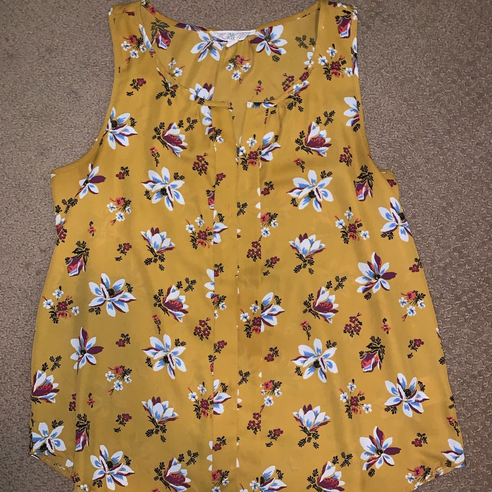 Yellow Floral Blouse Size Large